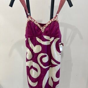 Raspberry and Cream Patterned Dress by YOHANA BARASCHI